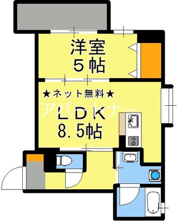 騎射場駅 徒歩3分 5階の物件間取画像